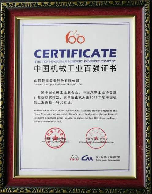 2019年中国机械工业百强颁布，j9国际集团智能排名52位