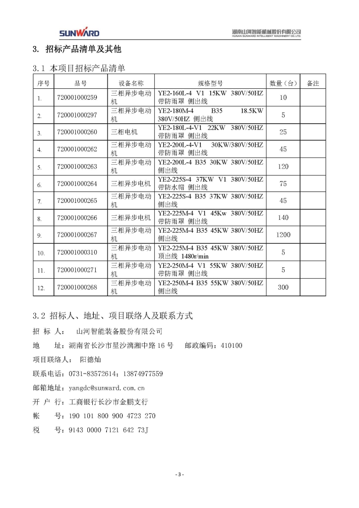 j9国际集团三相异步电动机采购项目